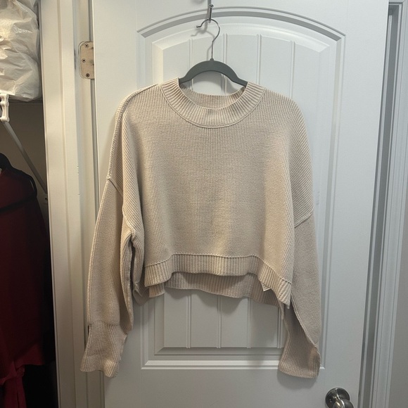 Free People Easy Street Cream Cropped Sweater - Picture 2 of 5
